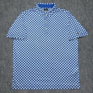 DEOLAX Texas Map AOP Golf Polo Shirt Men Size XL Blue White Short Sleeve